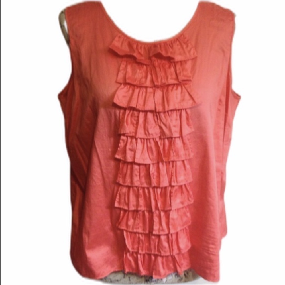 *talbots Orange Ruffle Top 16 P